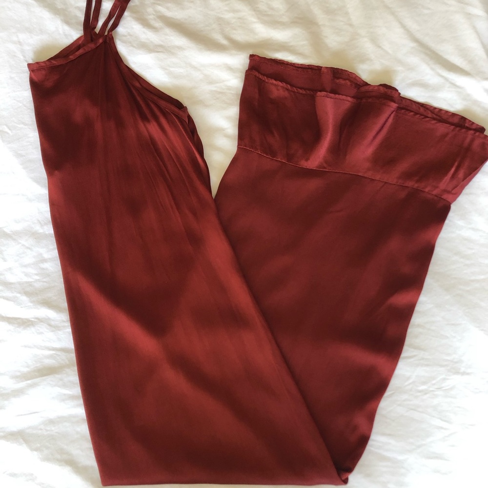 Anthropologie (Lacausa)- Burgundy Silk Maxi Dress- Size L
